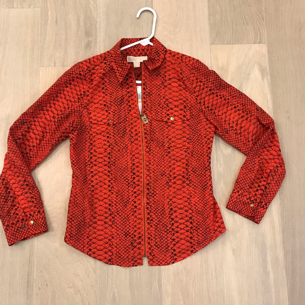 Michael Kors Zip-Up Shirt. Mandarin Color Size S